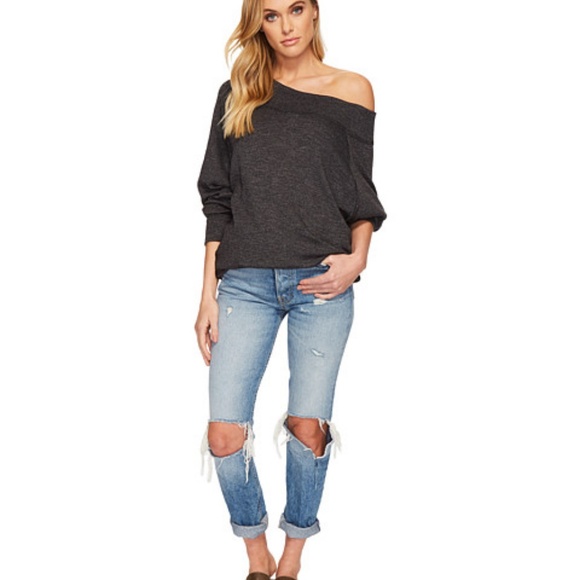 Free People Small Grey Palisades Off Shoulder Top - Picture 6 of 8